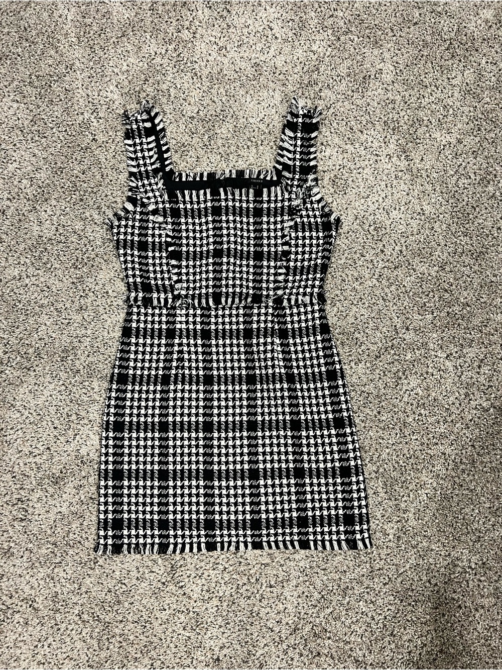 Black & White Houndstooth Square-Neck Mini Dress from Forever 21